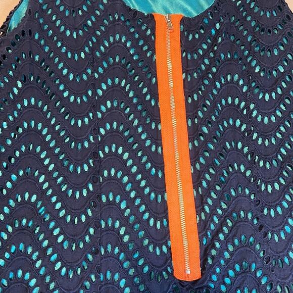 Tracy Negoshian Blue Layered Tank Top Orange Zipper Detail Women's Size Small :) - Picture 7 of 7